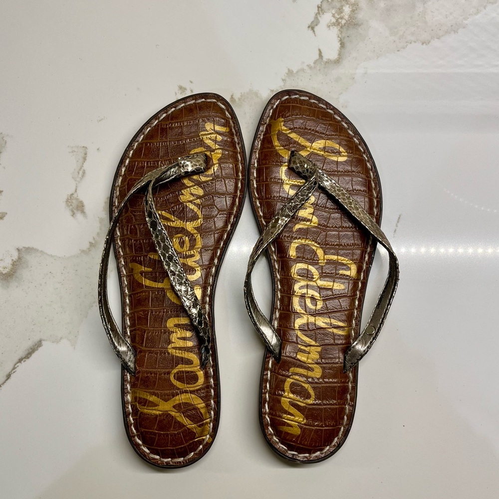 Sam Edelman Gracie Brown and Silver Women's Sandals SIZE 6